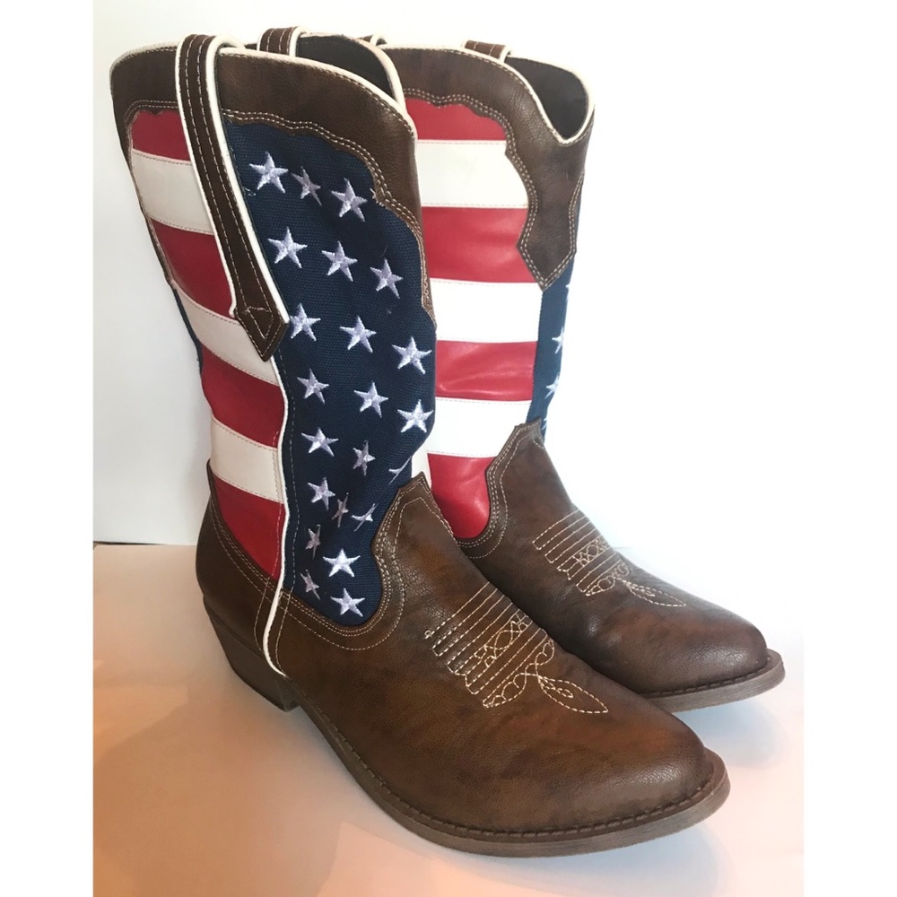 USA Flag Country Cowboy Boots